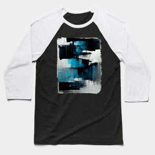 Abstract art painting in cyan, blue gray and black Baseball T-Shirt